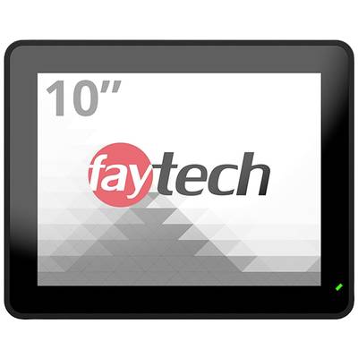 Een zwarte 10-inch monitor met het logo 'faytech' in rood en grijs.