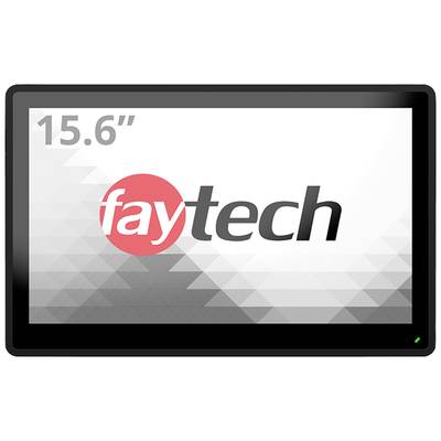Plat scherm met diagonaal patroon en de tekst '15.6"' en 'faytech' op de voorkant.