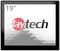 Een 19-inch monitor met het rode en zwarte Faytech-logo op een grijze achtergrond.