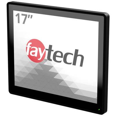 17-inch touchscreen-monitor van faytech, zwart frame, zijaanzicht.
