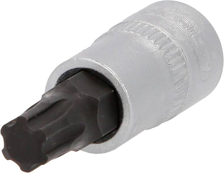Torx-bit in zeskante uitvoering, geschikt voor schroeven met binnensteraandrijving.