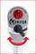 Zilveren ratel van het merk 'Monster' met rood logo en pijl die de draairichting aangeeft.