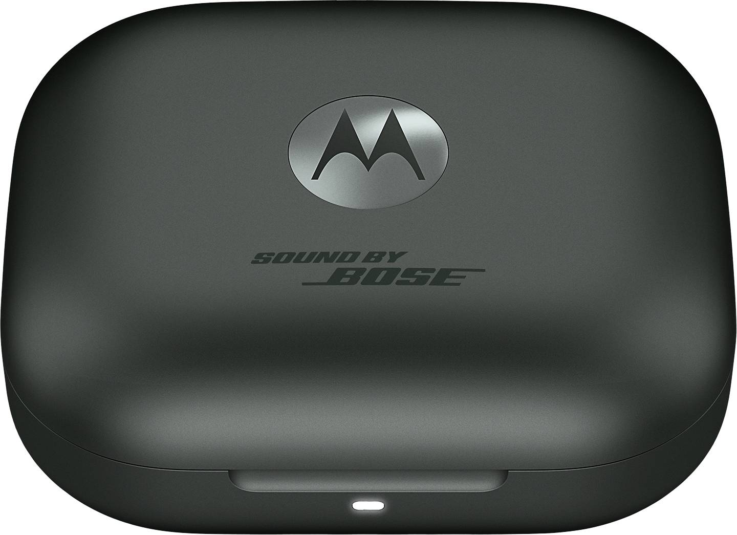 Zwarte laadhoes met Motorola-logo en 'SOUND BY BOSE'-tekst op de bovenkant.