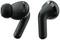 Twee zwarte, draadloze oordopjes met een ergonomisch ontwerp, eentje voor het rechteroor en eentje voor het linkeroor, op een witte achtergrond.