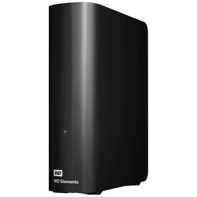 Een zwarte externe harde schijfbehuizing met de tekst 'WD Elements' aan de onderkant.