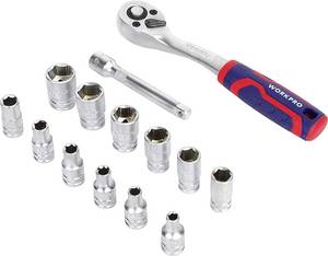 Conrad WorkPro WP202584 Dopsleutelinzetset Metrisch 14-delig aanbieding