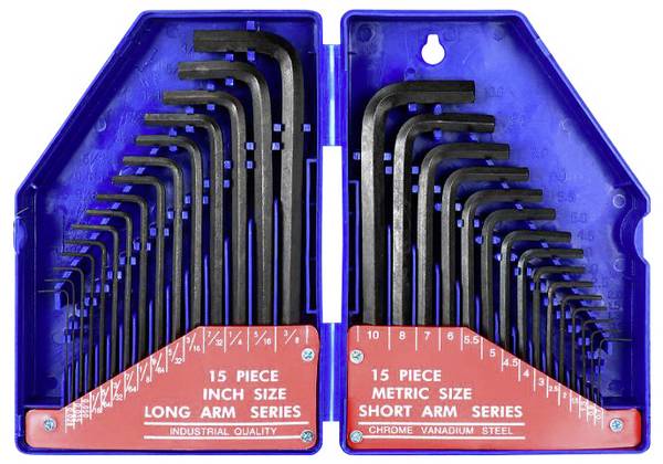 WorkPro  Zeskant Stiftsleutelset 0.7 mm, 0.9 mm, 1.3 mm, 1.5 mm, 2.0 mm, 2.5 mm, 3.0 mm, 4.0 mm, 4.5 mm, 5.0 mm, 5.5 mm, 6.0 mm, 7.0 mm, 8.0 mm, 10.0 mm   30-delig