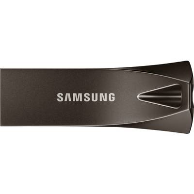 USB-stick van Samsung in donkere kleur met modern, strak design.