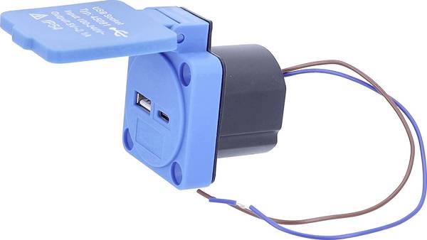 AS Schwabe 45091  USB-laadbus  Met USB-C, Met USB-laaduitgang IP54 Blauw