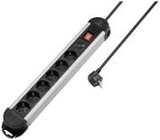 Renkforce RF-6417718 Overspanningsveilige stekkerdoos 6-voudig Zwart, Aluminium Randaarde stekker 1 stuk(s)