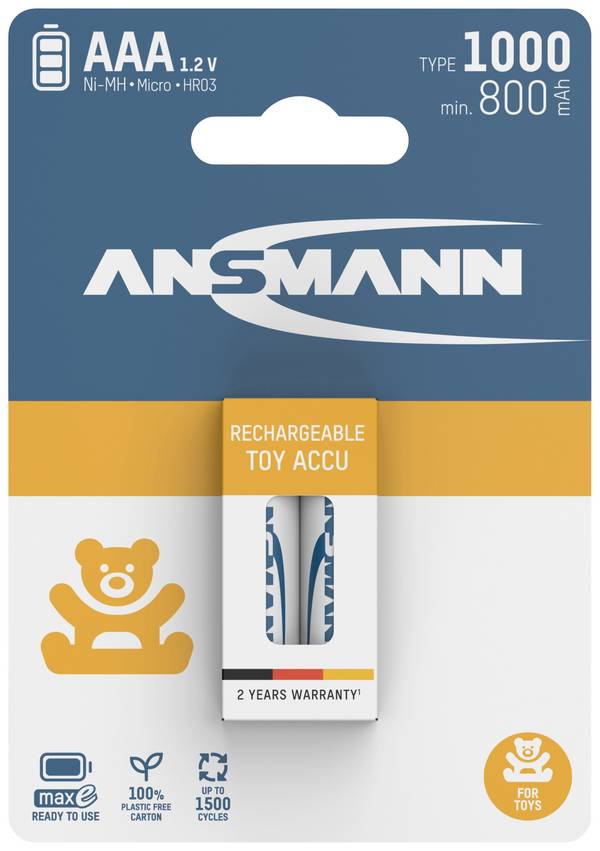 Ansmann 1311-0029 Oplaadbare AAA batterij (potlood) NiMH 800 mAh 1.2 V 2 stuk(s)
