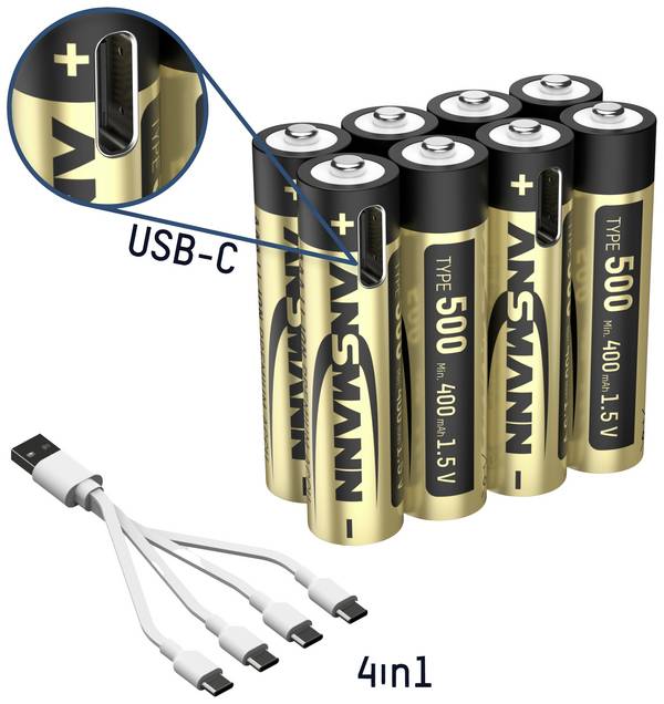 Ansmann 1311-0031 Oplaadbare AAA batterij (potlood) Lithium 400 mAh 1.5 V 8 stuk(s)