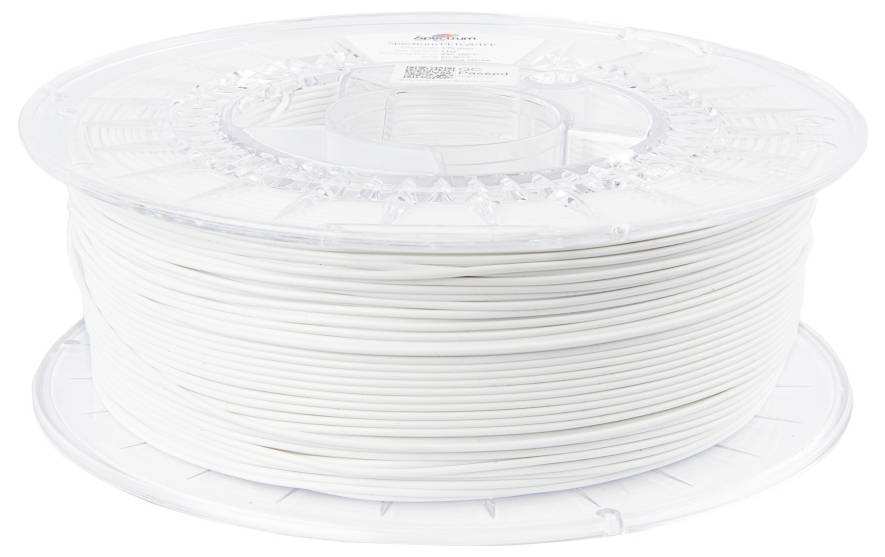 Een rol wit filament dat wordt gebruikt voor 3D-printers.