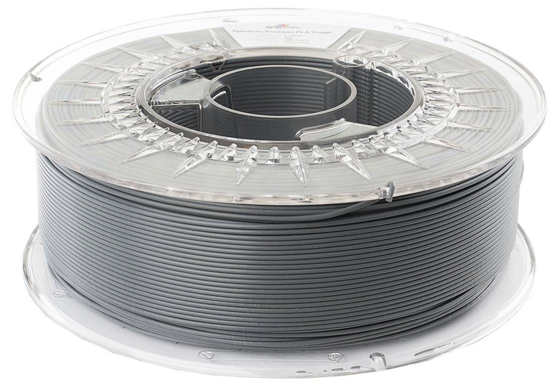 Spoel met grijs filament voor 3D-printer, in een transparante plastic verpakking.
