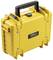 Gele, robuuste hardcase koffer met zwarte handgreep, geschikt voor het veilig vervoeren van gevoelige apparatuur.