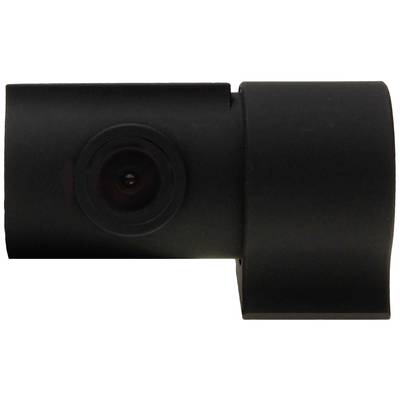 Een zwarte camera met een cilindrische behuizing toont de lens centraal aan de voorkant. Het gaat om een dashcam of bewakingscamera.