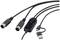 Een USB-audio-interfacekabel met USB- en twee XLR-aansluitingen voor het verbinden van microfoons of audio-apparatuur met een computer.
