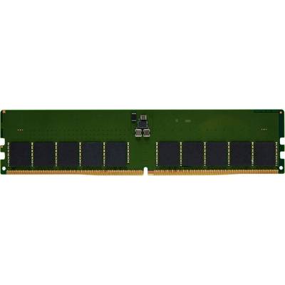 Een groen RAM-module met zwarte geheugenchips en gouden contacten aan de onderkant, een typische computercomponent.