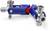 Een blauw multitool van KNIPEX met meerdere inbussleutels en een rode draaimechanisme. Ideaal voor veelzijdige toepassingen.