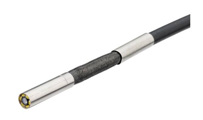 Endoscoop met een dun, flexibel snoer en een kleine camera aan het uiteinde voor onderzoek van moeilijk bereikbare plaatsen.