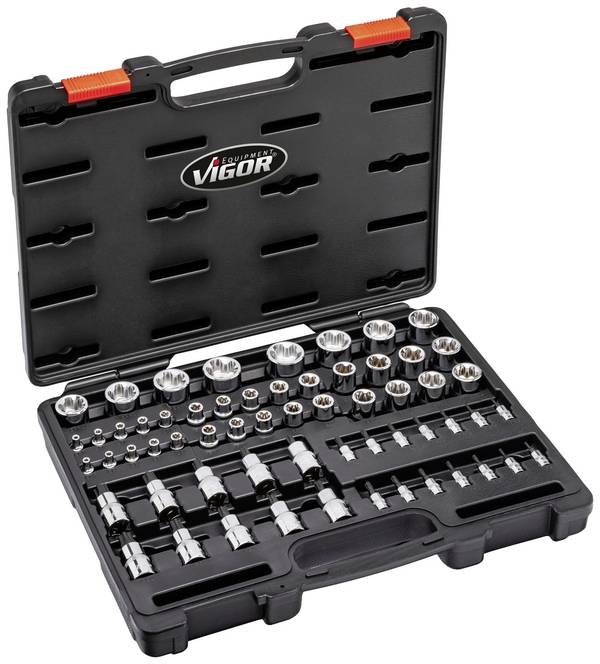 Vigor  V7920N Dopsleutelinzetset  1/2" (12,5 mm), 1/4" (6,3 mm), 3/8" (10 mm) 60-delig