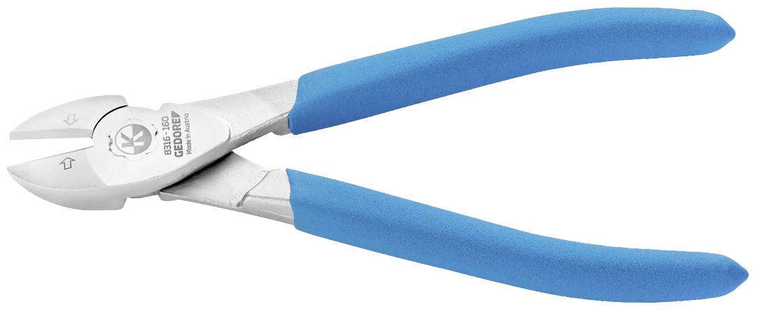 Kniptang met blauwe handgrepen, geschikt voor het doorknippen van draad. Voornamelijk gebruikt voor elektro- en kluswerk.