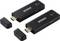Twee zwarte HDMI-draadloze zendapparaten met de opschriften 'Speaka Professional' en '4K'. Ze hebben beschermkappen en USB-stroomaansluitingen.