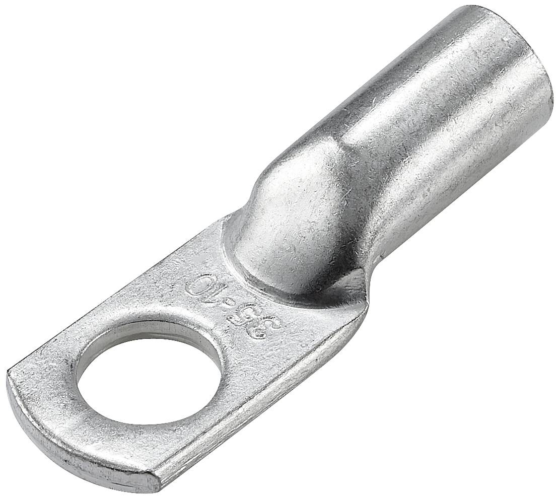 Een metalen kabeloog met een ronde opening voor het verbinden van elektrische kabels.
