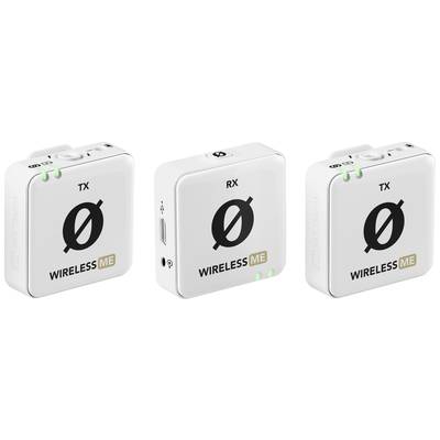 Drie witte, vierkante draadloze apparaten met de labels 'TX' en 'RX'. TX zendt uit, RX ontvangt. LED-indicatoren branden groen.