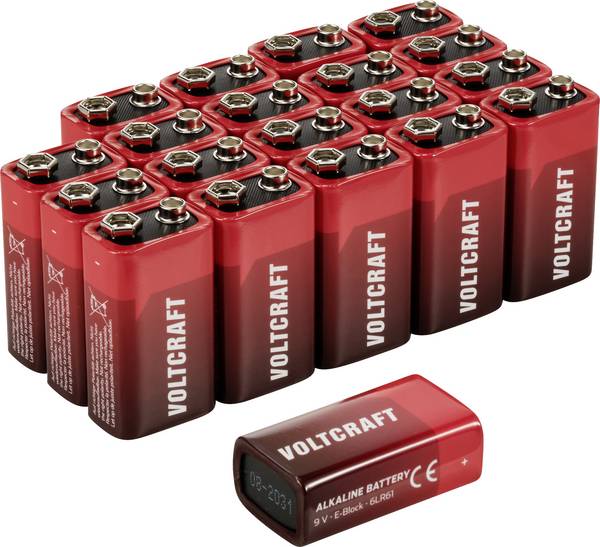 VOLTCRAFT VC-16107985 9V batterij (blok) Alkaline 550 mAh 9 V 20 stuk(s)