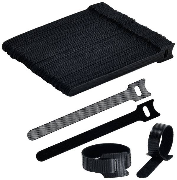 TRU COMPONENTS T24CA057 Klittenband kabelbinder  Om te bundelen Haak- en lusdeel (l x b) 150 mm x 12 mm Zwart 100 stuk(s)