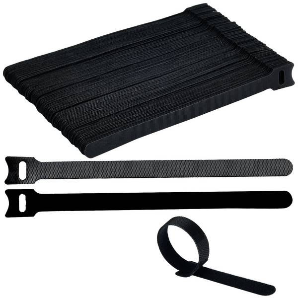 TRU COMPONENTS T24CA058 Klittenband kabelbinder  Om te bundelen Haak- en lusdeel (l x b) 200 mm x 12 mm Zwart 100 stuk(s)
