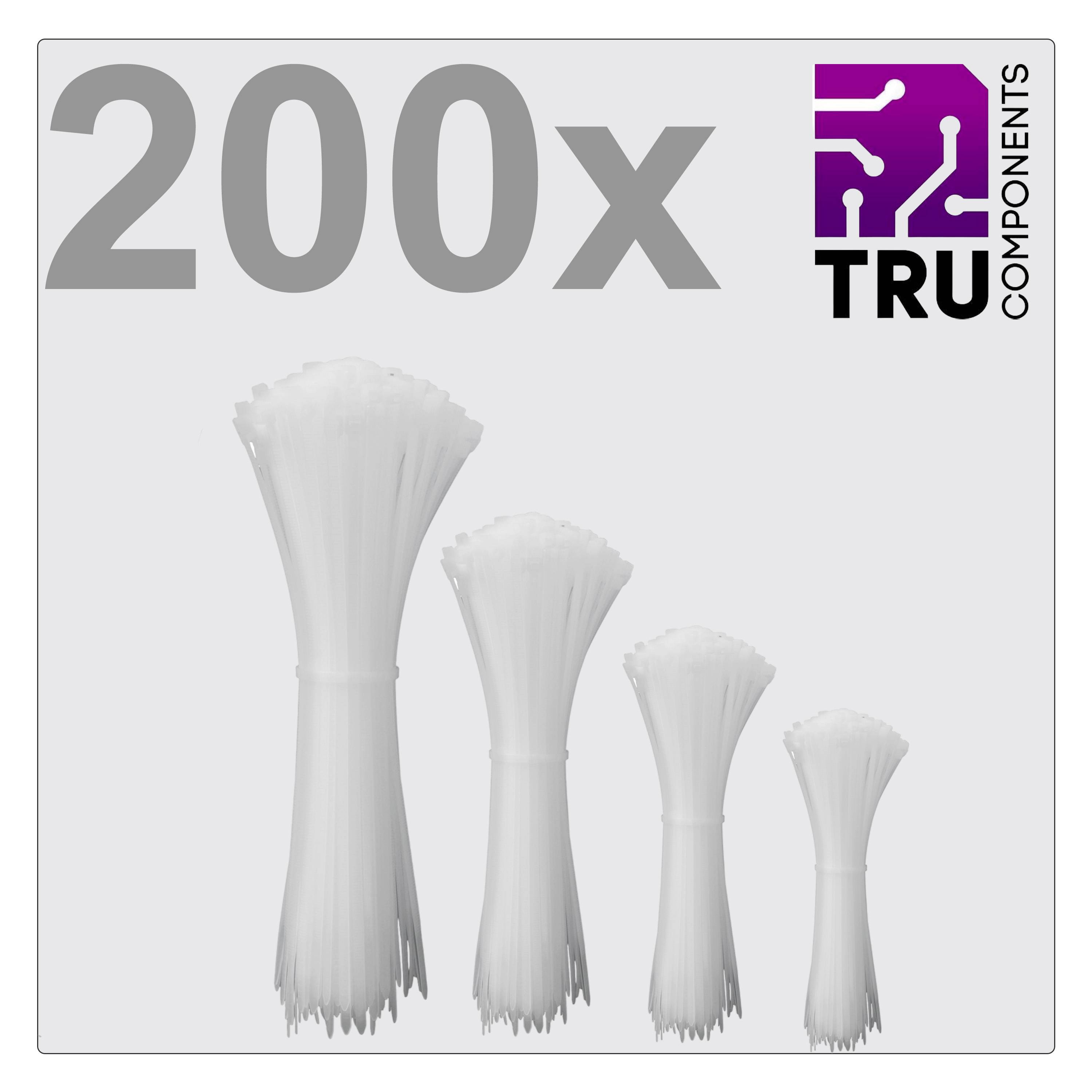 200 kabelbinders in verschillende formaten, TRU Components logo rechtsboven.