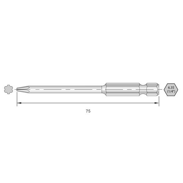 BERNSTEIN Tools for Electronics 6-IP09-75  Inbus-bit Aandrijving: 1/4" (6,3 mm) Uitvoering: Zeskant 9 IP 75 mm