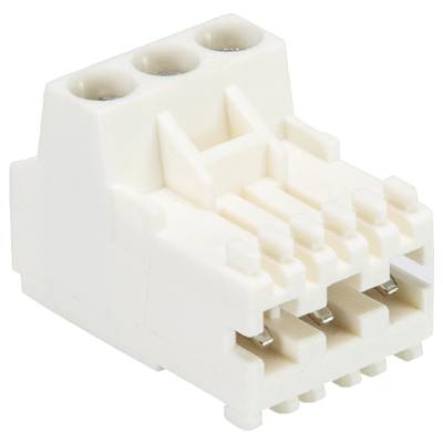 Witte kunststof stekkerverbinding met meerdere aansluitpunten voor elektrische kabels. Geschikt voor geleidende verbindingen.