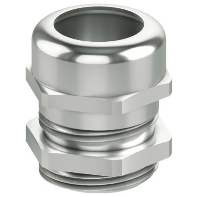 Metalen kabelwartelelement met schroefdraad en zeskantmoer, glanzend oppervlak. Geschikt voor kabelbevestiging.