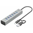 i-tec I-TEC USB-C Charging Metal HUB 7 Port C31HUBMETAL703 USB-hub 7 poorten USB-A USB 3.2 Gen1 5 GBit/s Met USB-C stekk