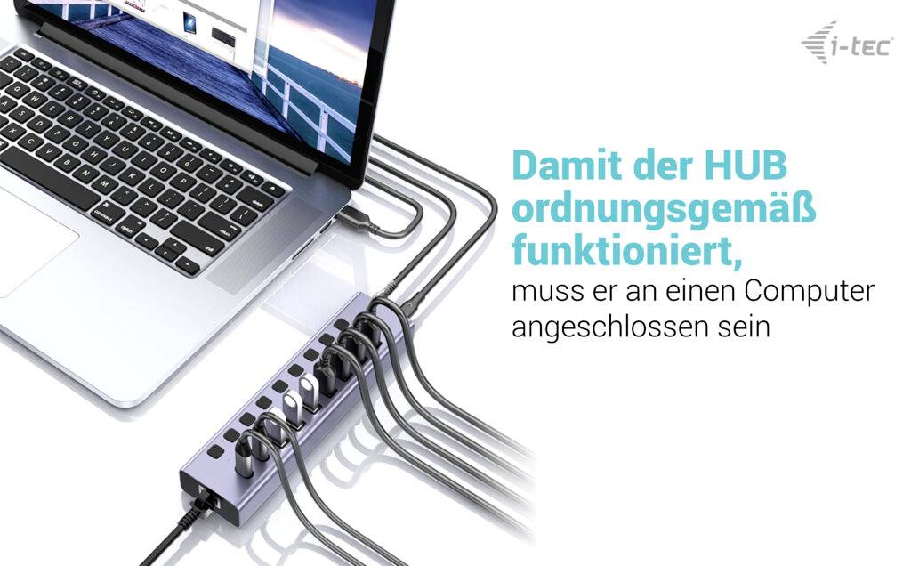 Om de hub naar behoren te laten functioneren, moet hij zijn aangesloten op een computer.