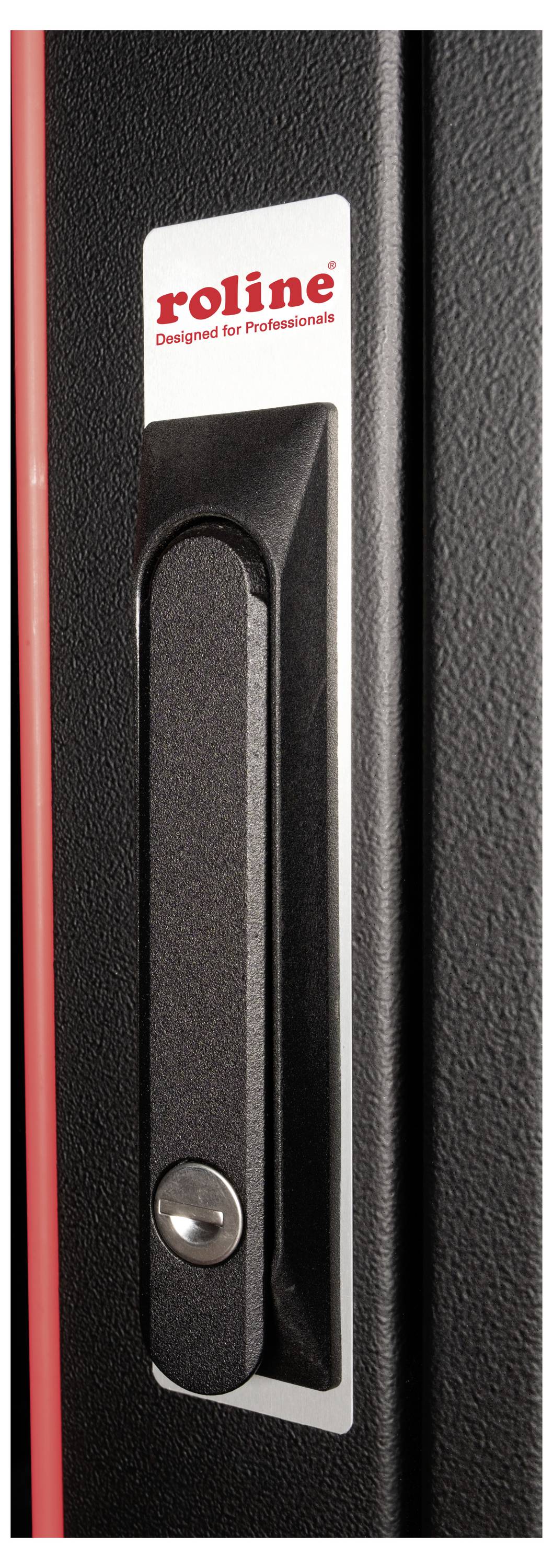 Handgreep van een kast met de tekst 'roline Ontworpen voor Professionals'.