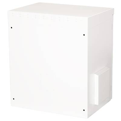 Wit, rechthoekig behuizing met afgeronde hoeken, vermoedelijk bedoeld voor wandmontage. Geen patronen of decoratie zichtbaar.