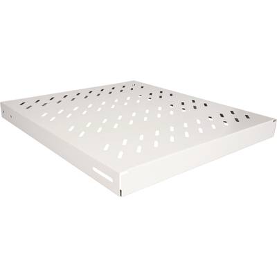 Een wit, geperforeerd verluchtingsrooster met rechthoekige openingen, schuin van opzij gezien. Geschikt voor ventilatie-doeleinden.