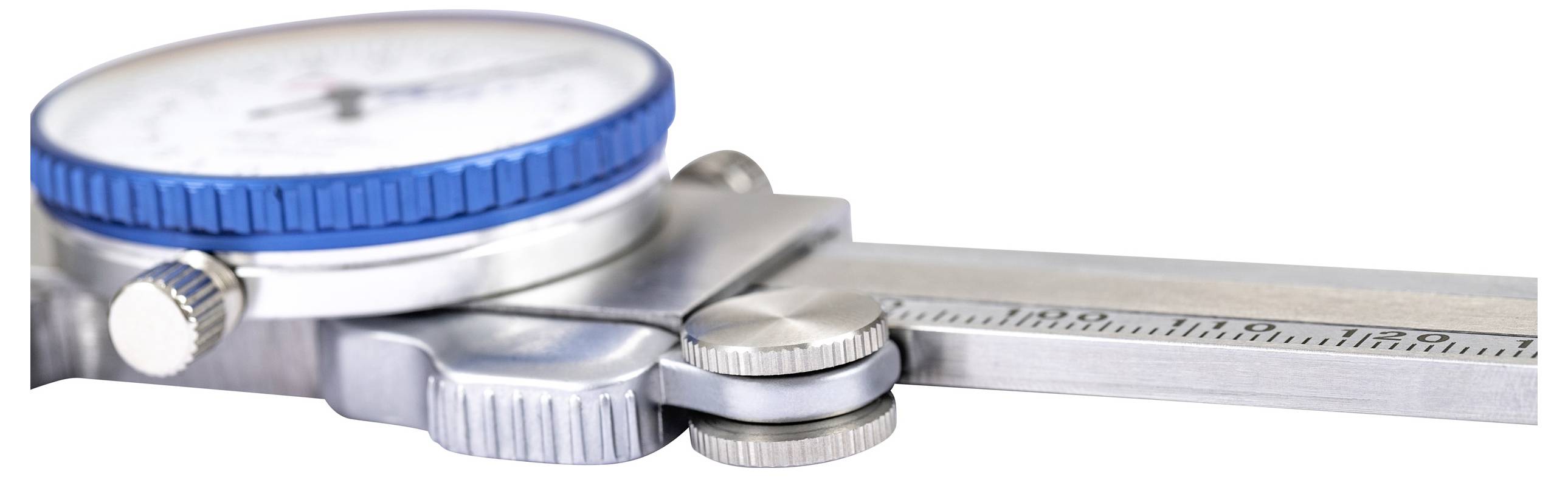 Een precisie-meetinstrument met schaal en wijzerplaatindicatie, gebruikt voor nauwkeurige metingen van kleine afstanden of diameters.