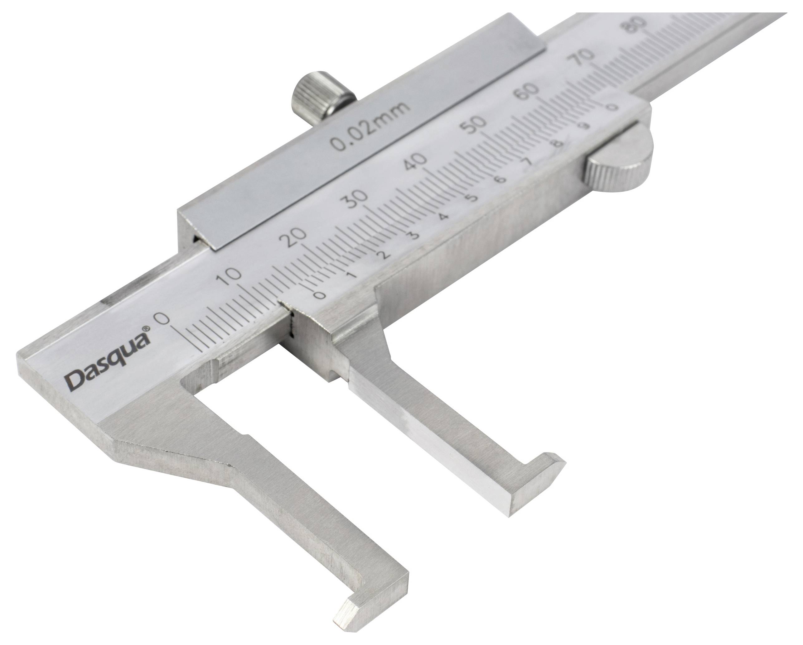 Een metalen schuifmaat met een meetbereik van 0 tot 150 mm en een nauwkeurigheid van 0,02 mm.