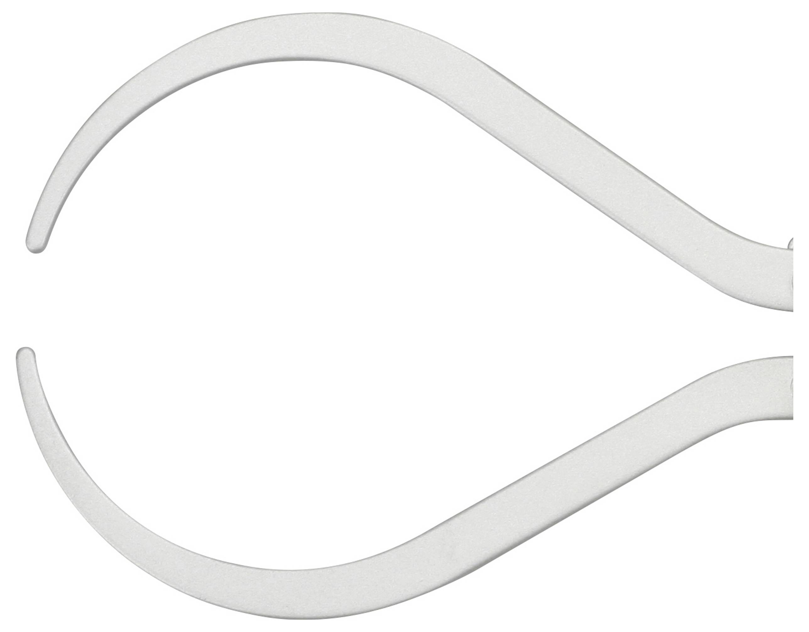 Metalen schuifmaat met twee gebogen armen tegenover elkaar gepositioneerd, typisch gebruikt voor het meten van diameters.