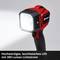 'Accu-aangedreven LED-zaklamp in zwart en rood, straalt helder. Gemerkt met 'Einhell'.'