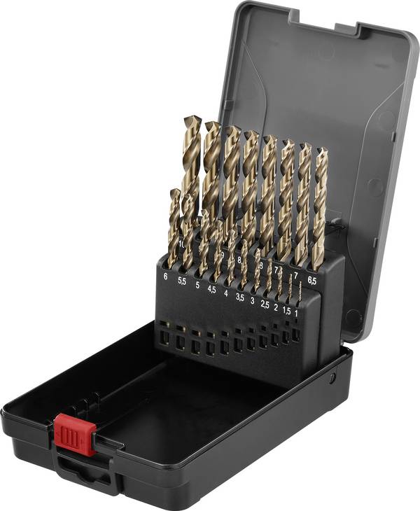 TOOLCRAFT TO-9913155 HSSE-Co 5 Metaal-spiraalboorset 19-delig DIN 338 Cilinderschacht 1 set(s)