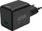 Zwart USB-C-oplader met opschrift '45W GaN', geschikt voor snel opladen.