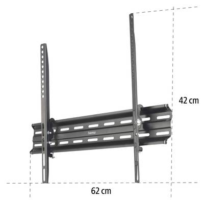 Wandsteun voor televisie met afmetingen: breedte 62 cm, hoogte 42 cm. Geschikt voor montage van flatscreens.