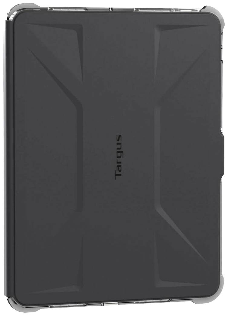 Een zwart, robuust tablet-hoesje van Targus, gesloten en van bovenaf bekeken.