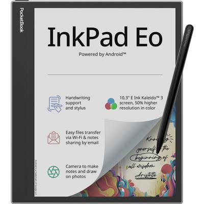 'PocketBook InkPad Eo' E-reader, werkt met Android™, ondersteunt handschrift en beschikt over een 10,3'' E Ink Kaleido™ 3 display. Inclusief stylus.